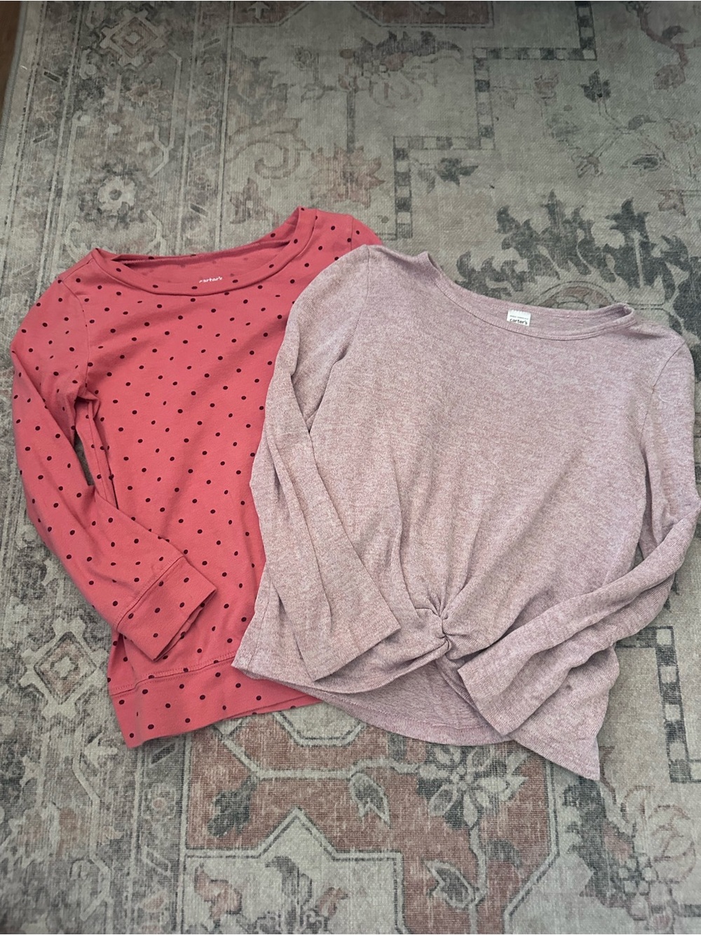 Carter's Pink Polka Dot and Dusty Rose Long-Sleeve Tops (2-Pack)